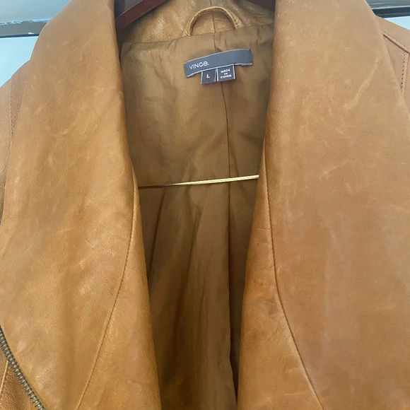 Vince leather camel color Scuba bomber jacket/coat sz large
